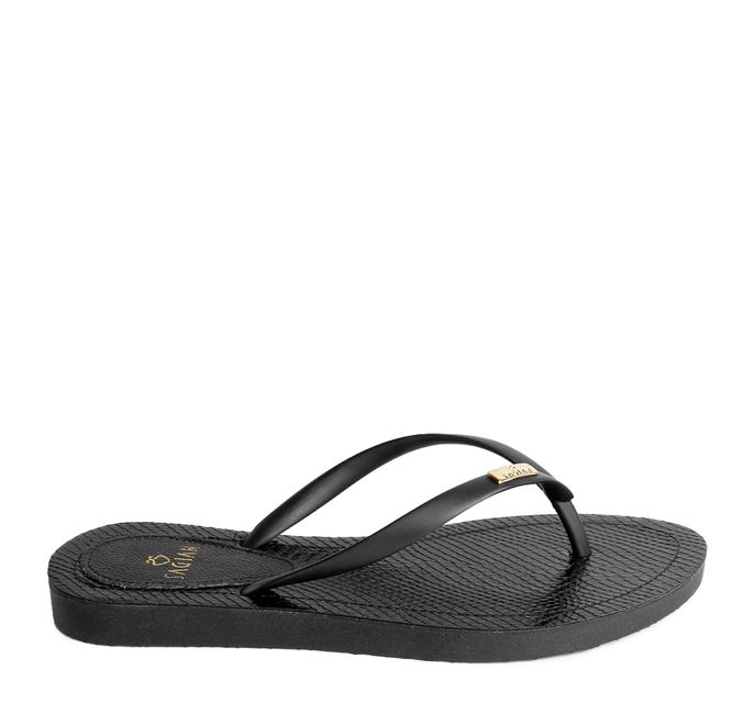 Chinelo de Dedo Preto Flop Palmilha Cobra