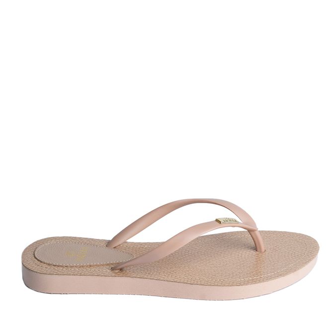 Chinelo de Dedo Bege Flop Palmilha Cobra