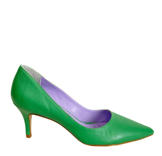Scarpin Verde Salto Fino Couro