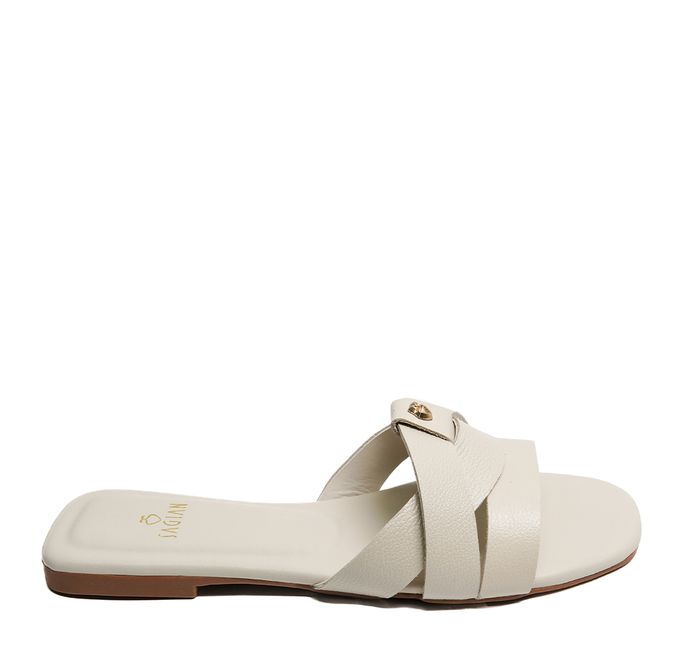 Sandália Rasteira Off White Chrys Couro