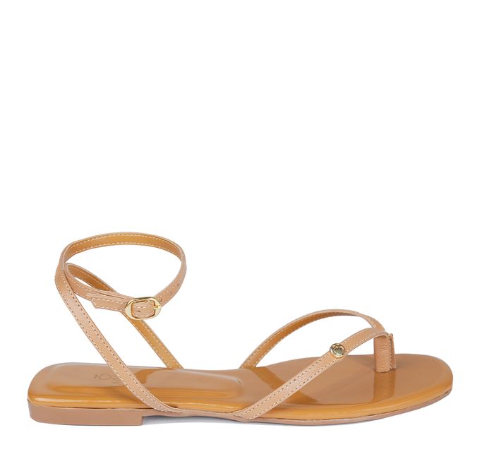 Sandália Rasteira Mel em Couro Sagian