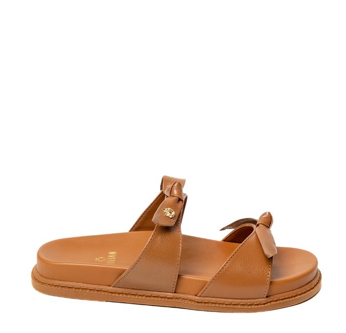 Sandália Papete Caramelo Ana Couro