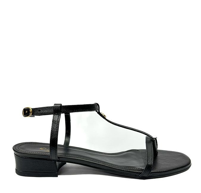 Sandália Preta Salto Bloco Couro (backup descrição visual aqui)