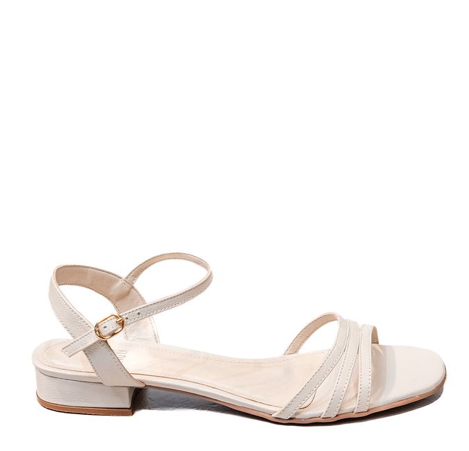 Sandália Off White Salto Bloco Couro