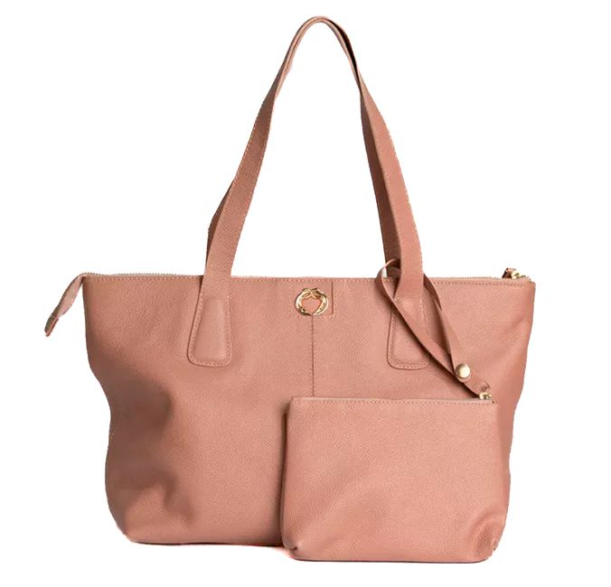 Bolsa Shopping Bege Couro Grande