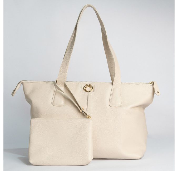 Bolsa Shopping Off White Couro Grande