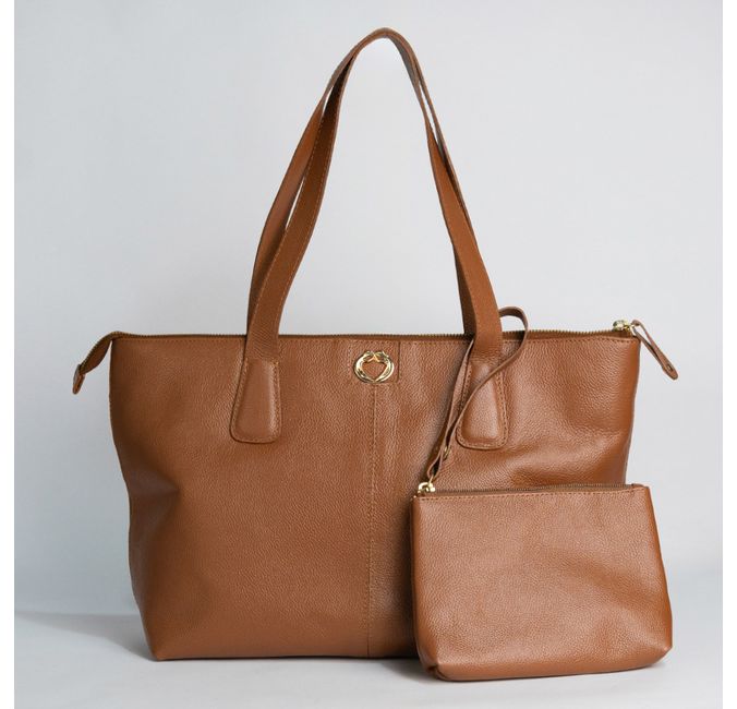 Bolsa Shopping Caramelo Couro Grande