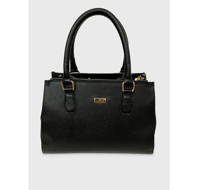 Bolsa Tote Preta Couro Média