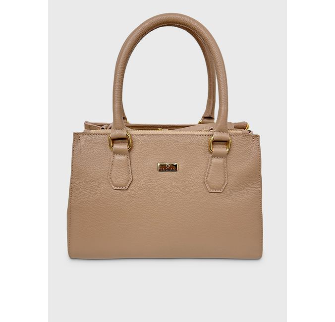Bolsa Tote Bege Couro Média