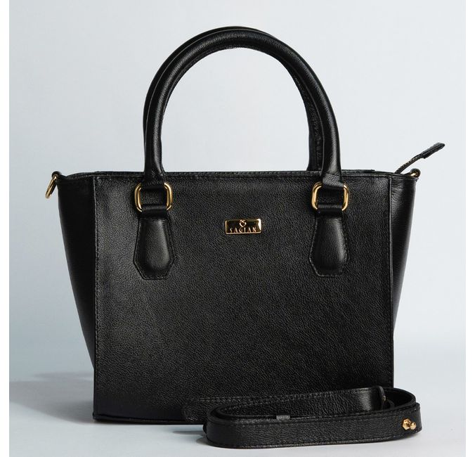 Bolsa Tote Preta Couro Alça Removível