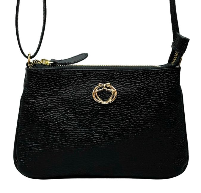 Bolsa Tiracolo Preta Couro