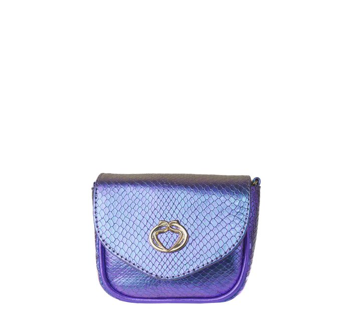 Mini Bag Tiracolo Roxo Holográfica Couro Bia Pequena