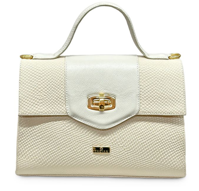 Bolsa Tote Off White Couro Cobra