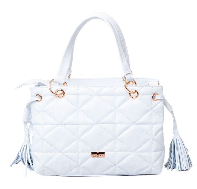 Bolsa Tote Branca Couro Metalassê 