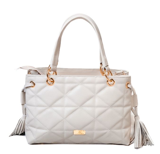 Bolsa Tote Off Wite Couro Metalassê 