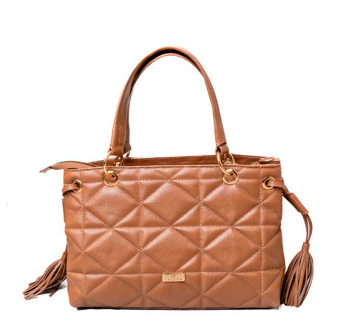 Bolsa Tote Caramelo Couro Metalassê 