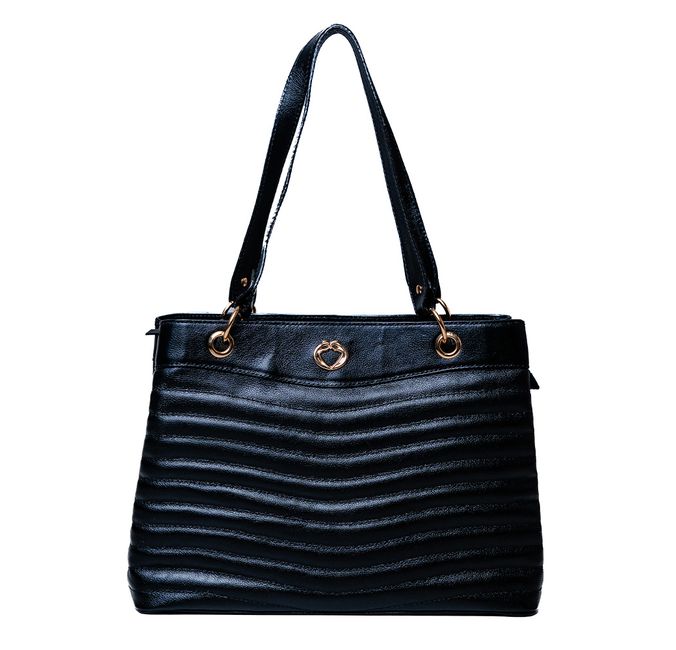 Bolsa Preta Tote Couro Grande