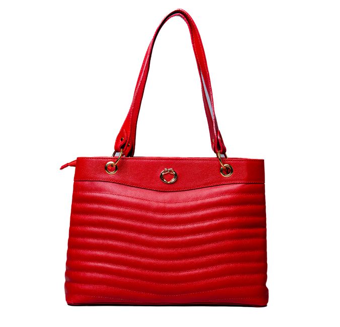 Bolsa Vermelho Morango Tote Couro Grande