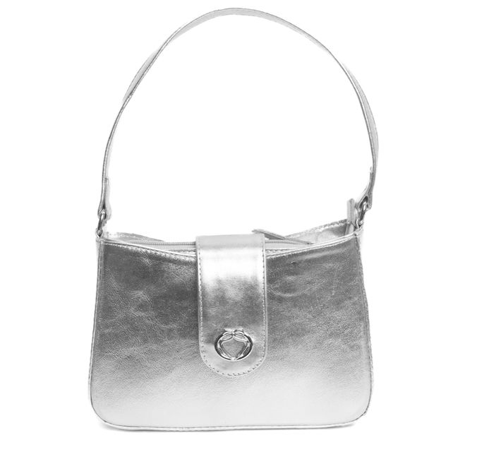 Bolsa Tiracolo Prata em Couro Pequena Mari