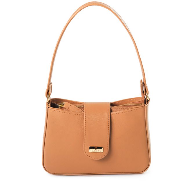 Bolsa Tiracolo Mel em Couro Pequena Mari