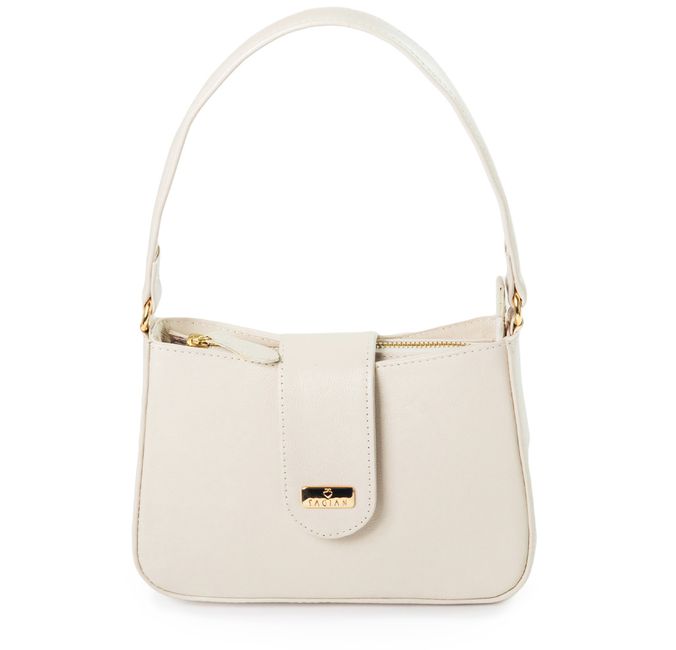 Bolsa Tiracolo Off White em Couro Pequena Mari