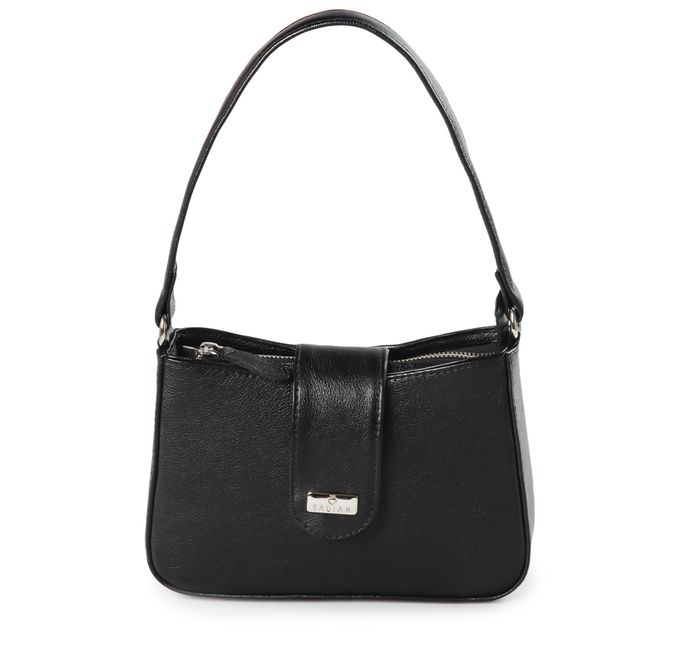 Bolsa Tiracolo Preta em Couro Pequena Mari