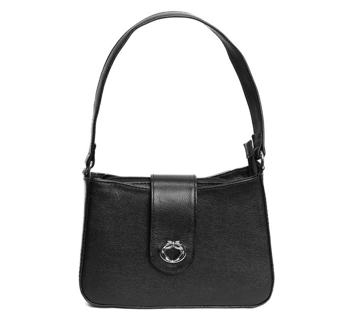 Bolsa Tiracolo Preta em Couro Pequena Mari