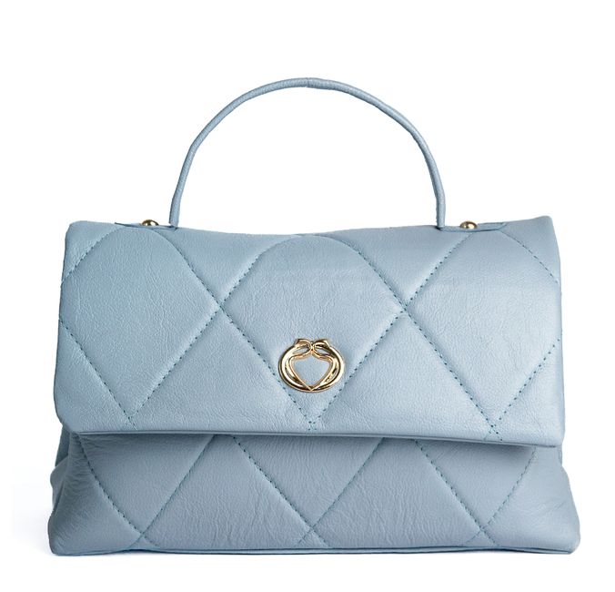 Bolsa Tote Azul Candy Couro Alça Transversal Removível Média