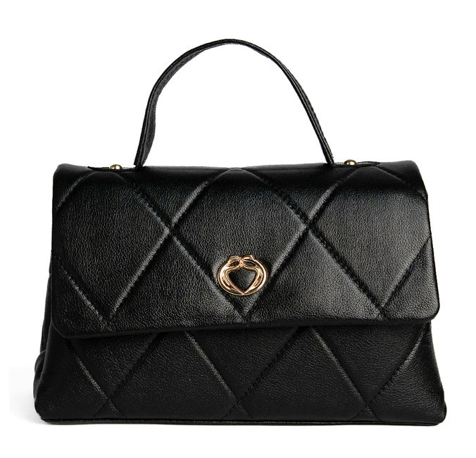 Bolsa Tote Preta Couro Alça Transversal Removível Média