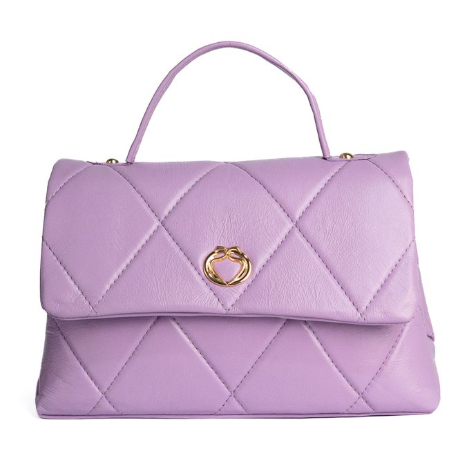 Bolsa Tote Lilás Candy Couro Alça Transversal Removível Média