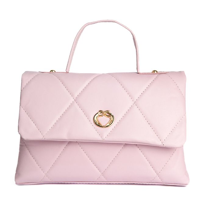 Bolsa Tote Rosa Candy Couro Alça Transversal Removível Média
