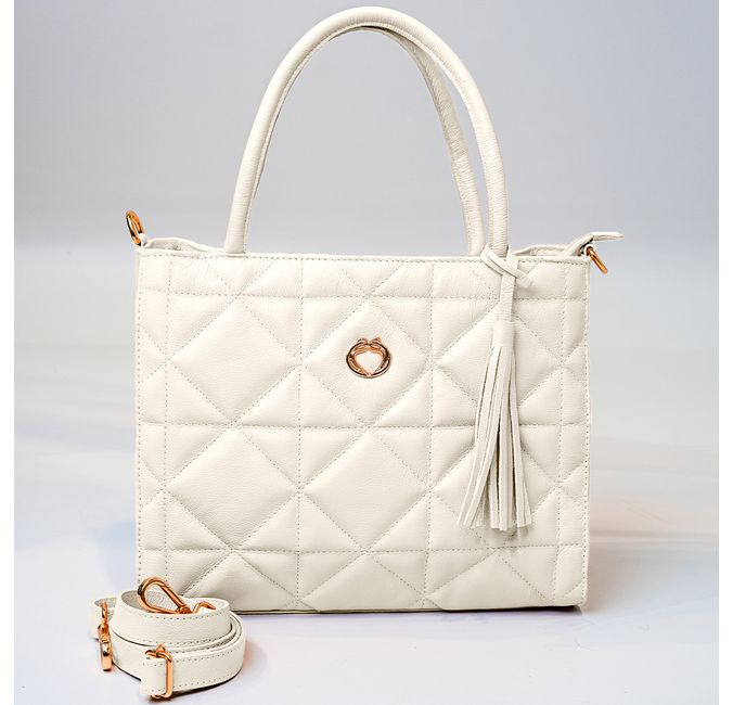 Bolsa Tote Off White Couro Metalassê