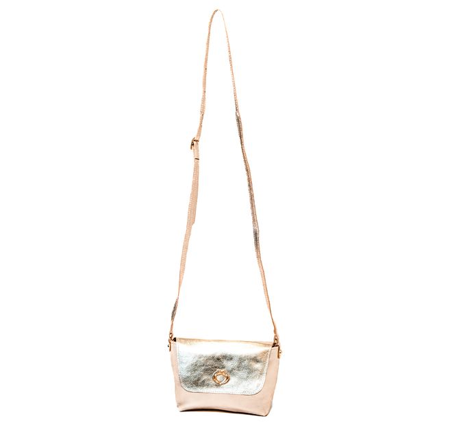 Bolsa Tiracolo Dourada Em Couro Pequena Alice
