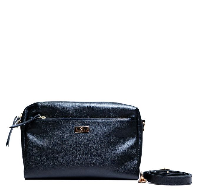 Bolsa Tiracolo Preta Couro 