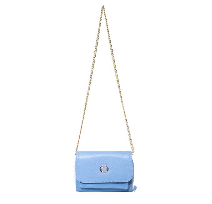 Bolsa Jana Night Azul Hortênsia Couro Pequena
