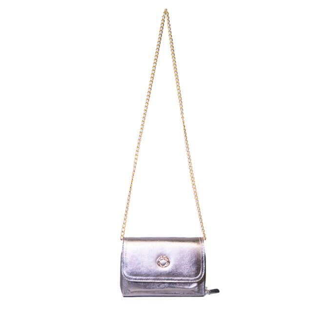 Bolsa Jana Night Prata Velha Couro Pequena