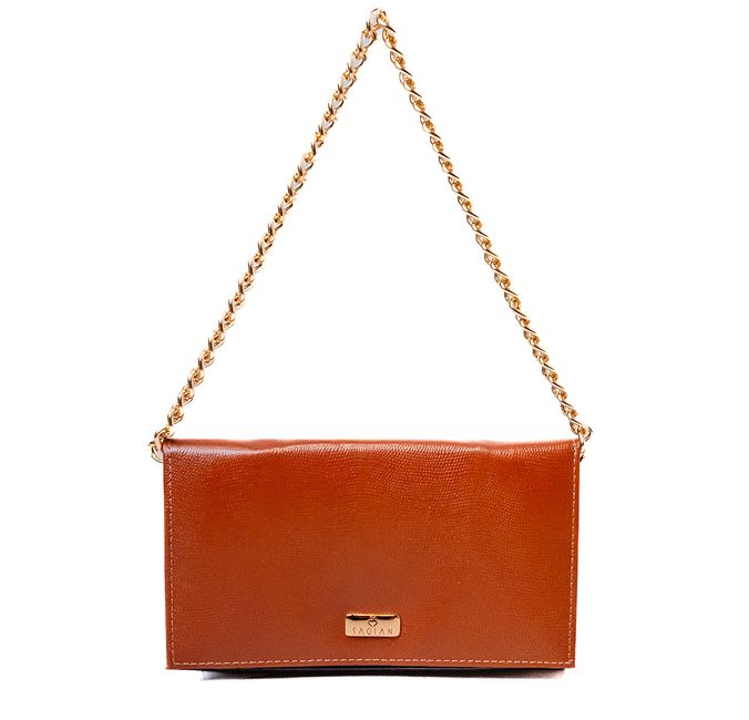 Bolsa Tiracolo Conhaque Couro Pequena