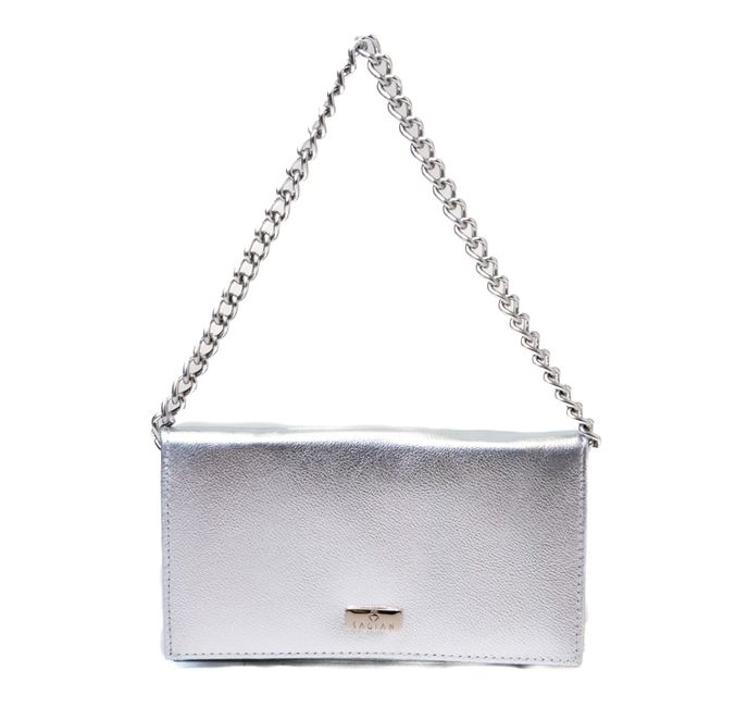 Bolsa Tiracolo Prata Couro Pequena