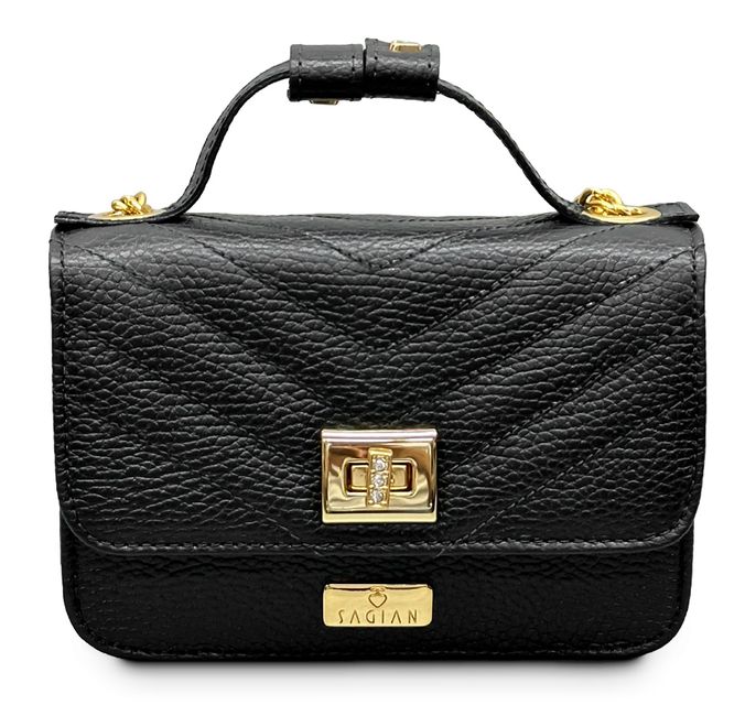 Bolsa Tiracolo Preta Débora Couro Pequena