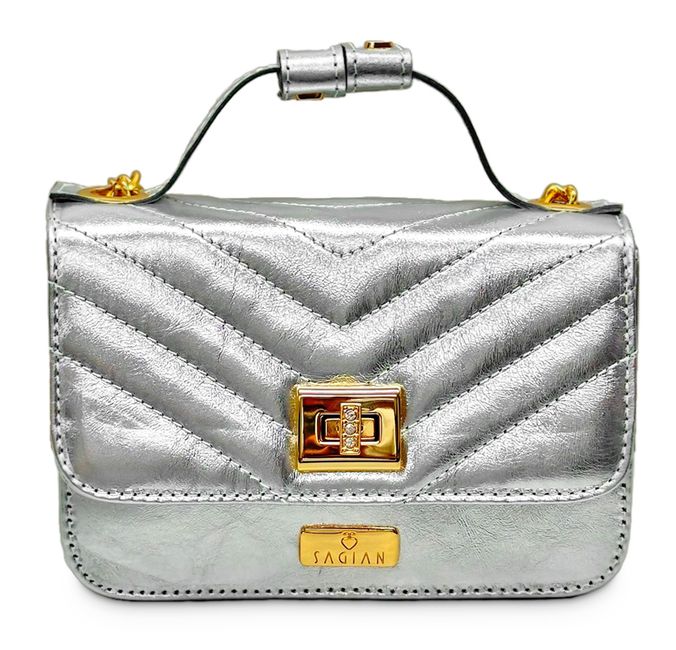 Bolsa Tiracolo Prata Débora Couro Pequena