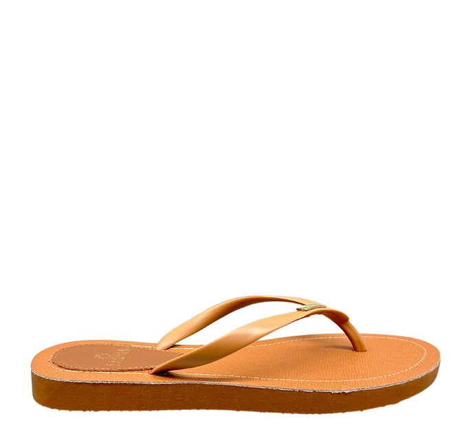 Chinelo de Dedo Caramelo Flop Palmilha Croco
