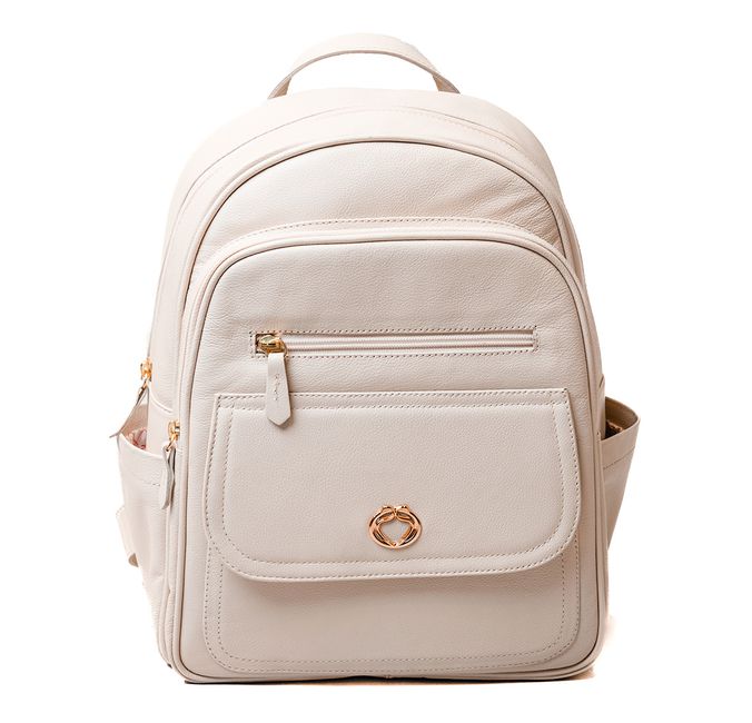 Mochila Feminina Off White Couro