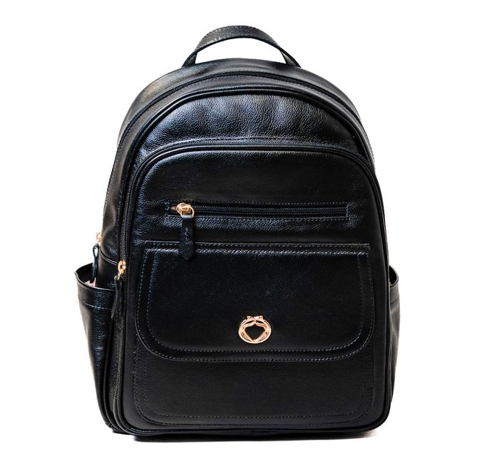 Mochila Feminina Preta Couro