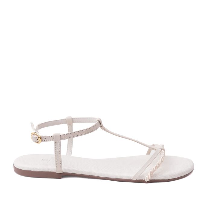 Sandália Rasteira Off White Trança Couro