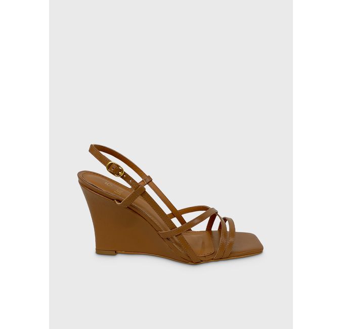 Sandalia anabela cor caramelo store