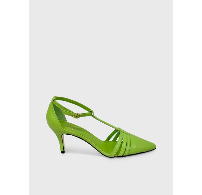 Scarpin Maçã Verde Salto Fino Couro