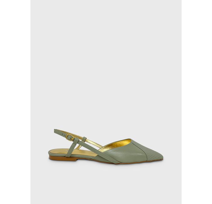 Slingback Verde Musgo Couro