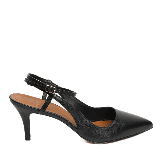 Slingback Scarpin Preto Salto Fino