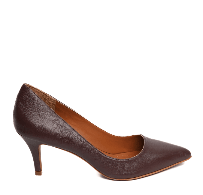 Scarpin Marrom Salto Fino Couro