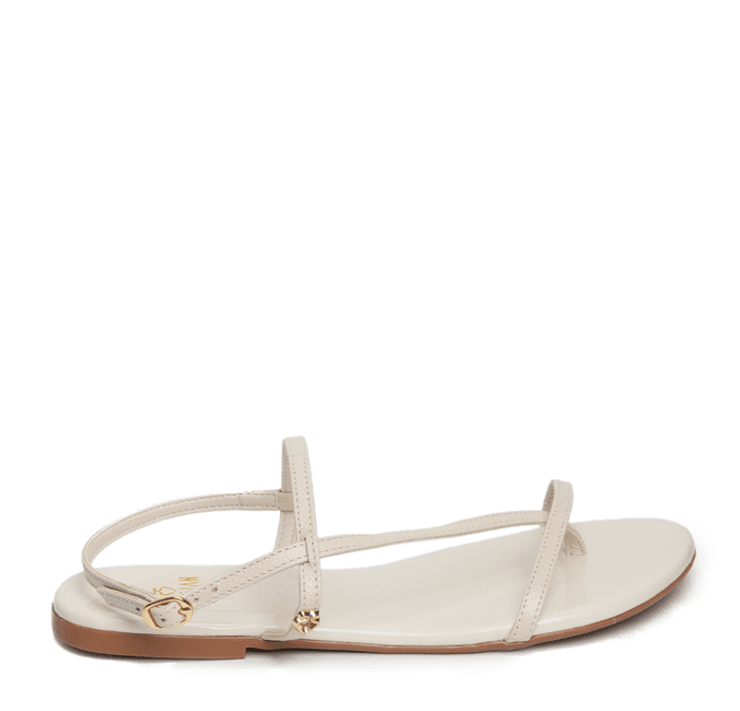 Sandália Rasteira Off White Couro 